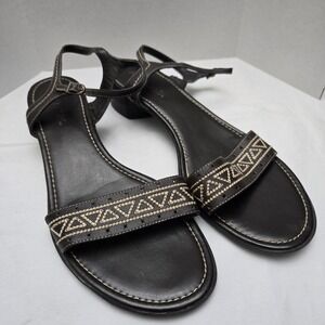 Aerosoles 3 Spice Cake Sandals Leather Embroidered Cut Out Detail Brown 9.5 Boho